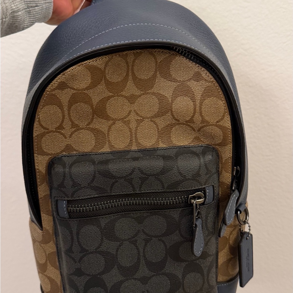 Men's Coach Tan and Blue Backpack - Picture 4 of 4
